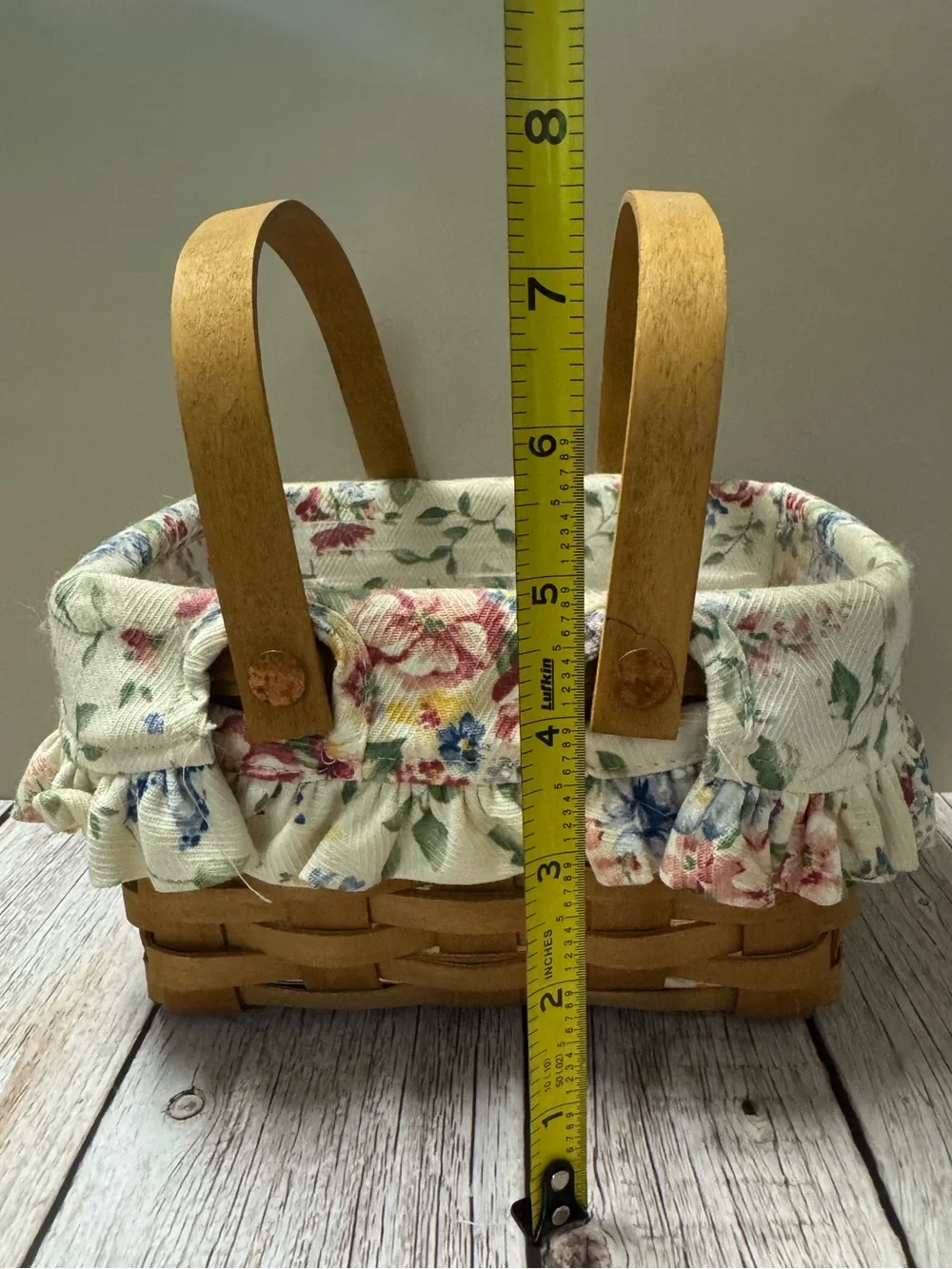 Longaberger Classic Little Market Basket  Spring Flower Liner 5”x8”